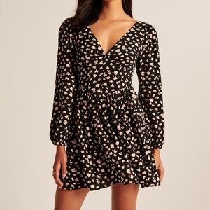 Abercrombie Drop Waist Black Corset Mini Dress NWOT size L Tall